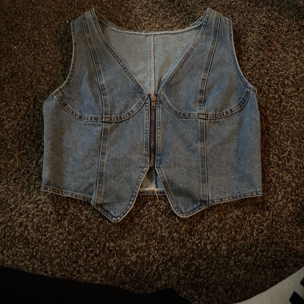 Denim Zip-Up Vest